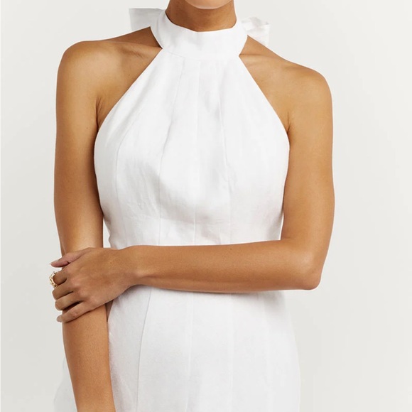 BRAND NEW WITH TAGS! DIISH AISLE WHITE LINEN HIGH NECK DRESS - Picture 3 of 6